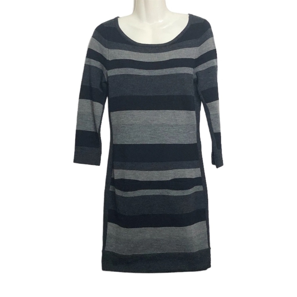 Rag & Bone Sweater Dress Gray Black Striped Wool Knit Shift Small